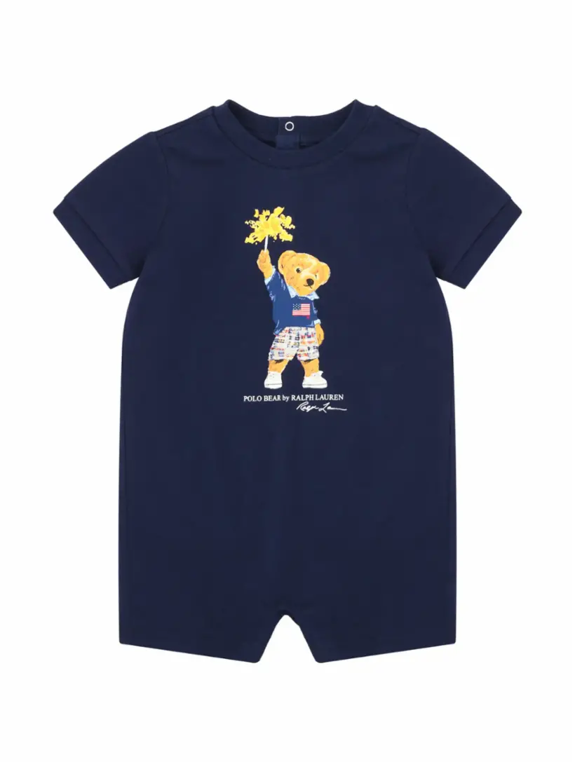 

Хлопковое боди Polo Bear Ralph Lauren, тёмно-синий