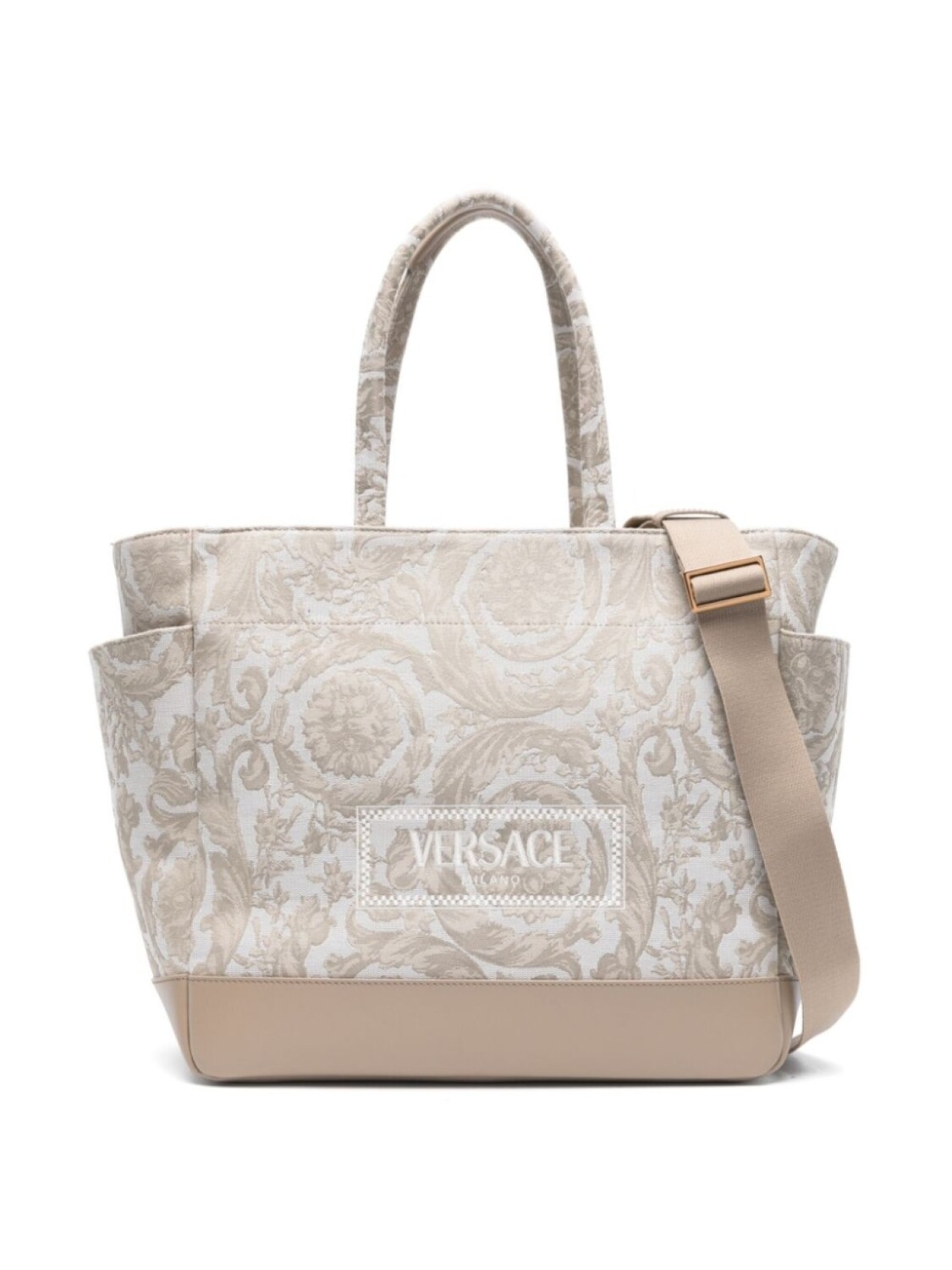 

Versace Kids жаккардовая сумка-тоут с узором Baroccoflage, нейтральный цвет