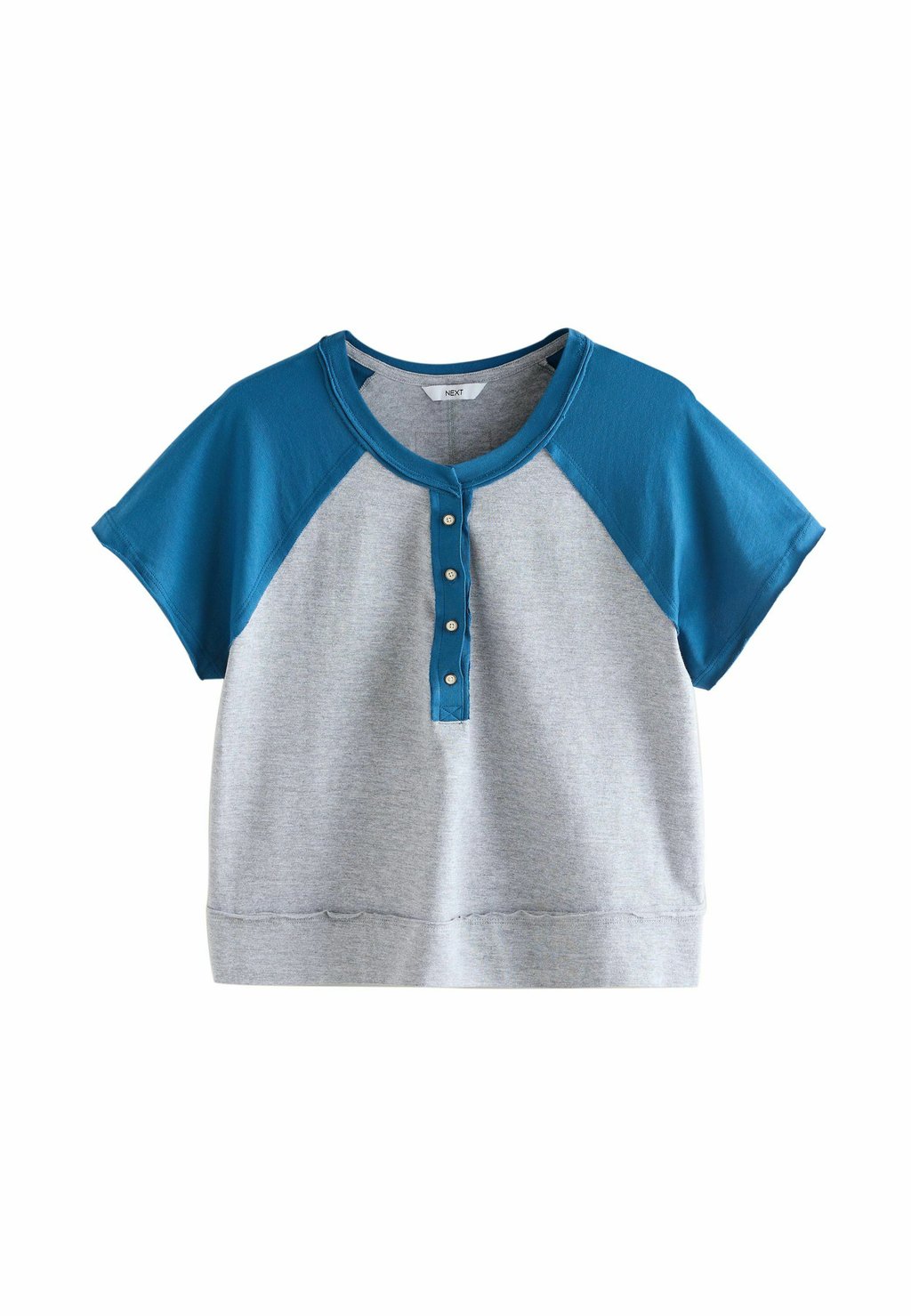 

Футболка с принтом REGULAR FIT -SHORTER LENGTH RAGLAN COLOURBLOCK SHORT SLEEVE BUTTON HENLEY Next, синий