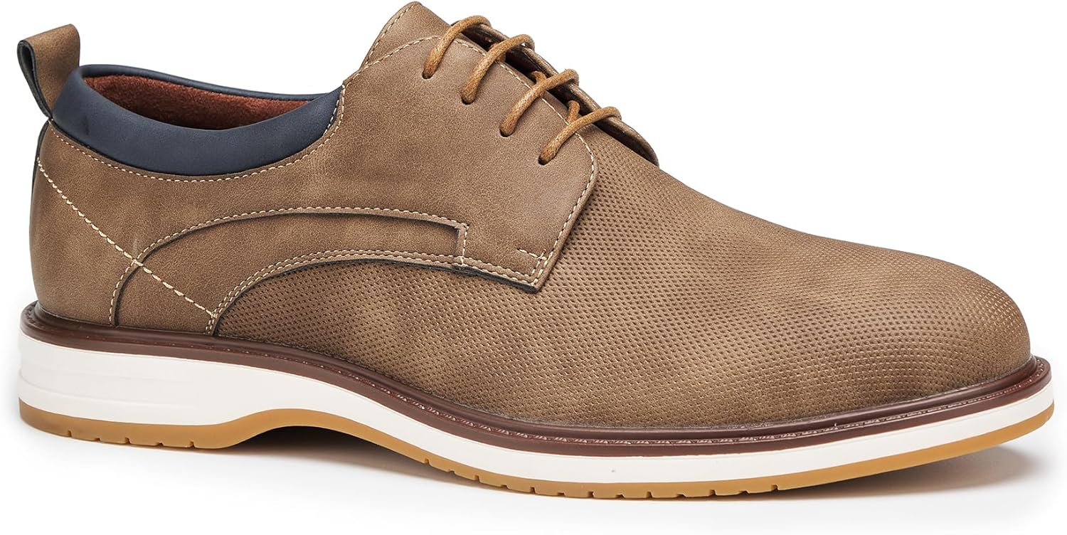 

Мужские гибридные туфли-дерби оксфорд, коричневые, из искусственной кожи, деловой повседневный стиль, легкие, с закругленным носком, текстурированным узором и контрастной строчкой Generic