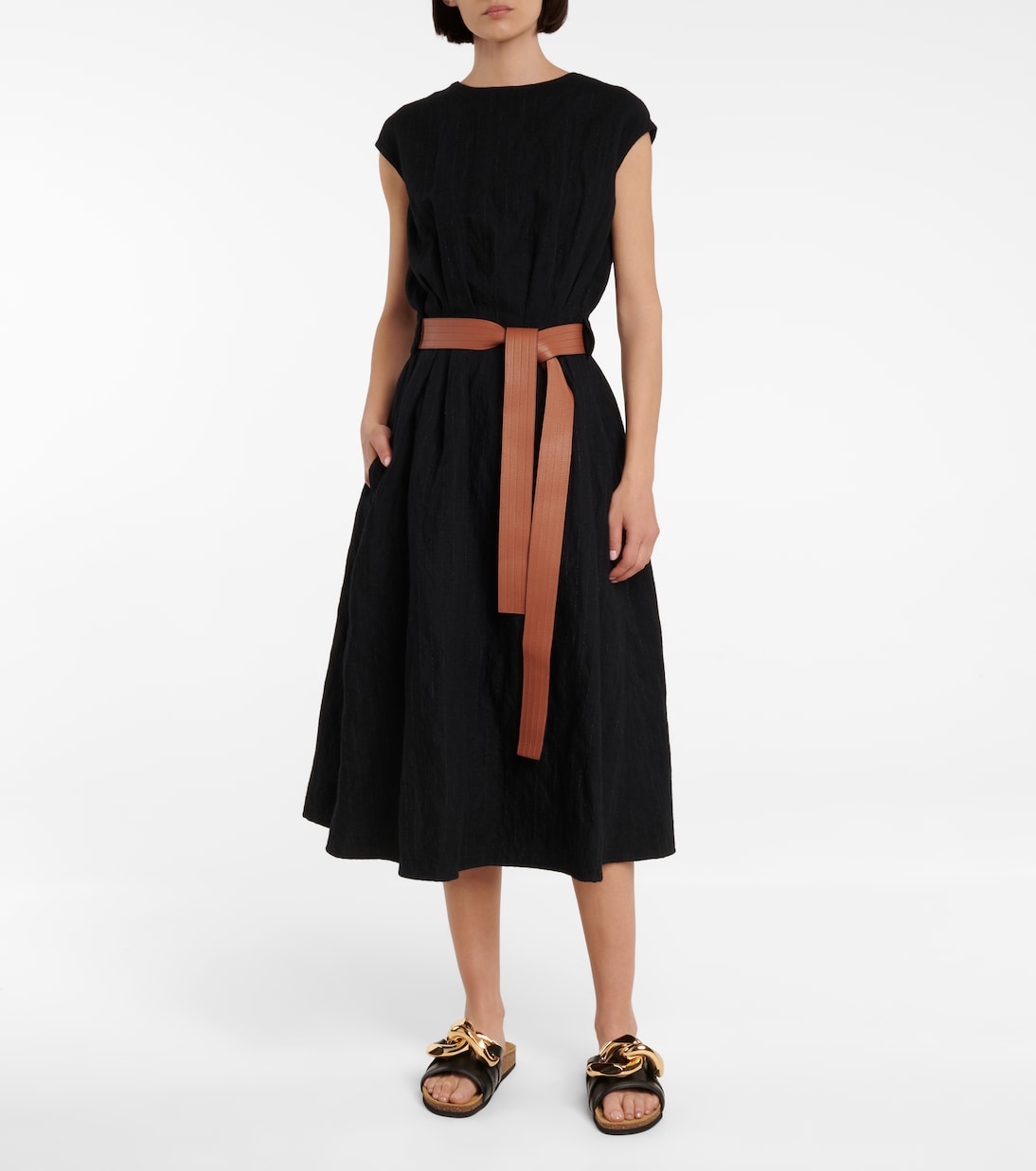 Декорированные кожаные шлепанцы JW Anderson, черный — фото 2