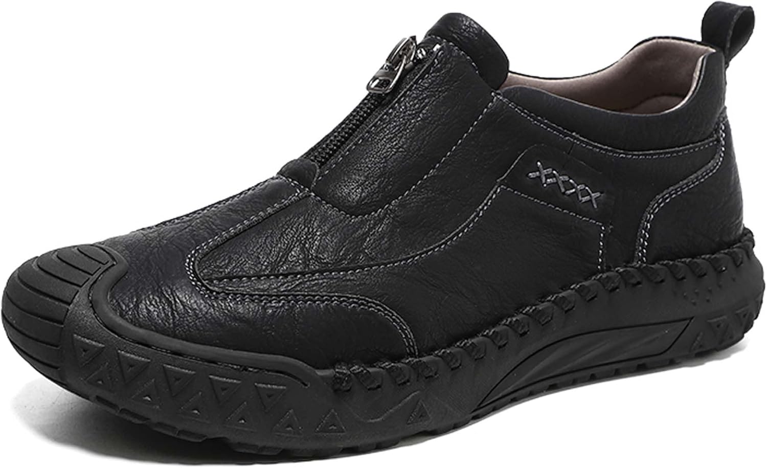 

Мужские повседневные кроссовки для прогулок, кеды, верх из премиальной кожи, мужская обувь для вождения, противоскользящие и прочные, комфортные, подходят для всех сезонов Generic, черный