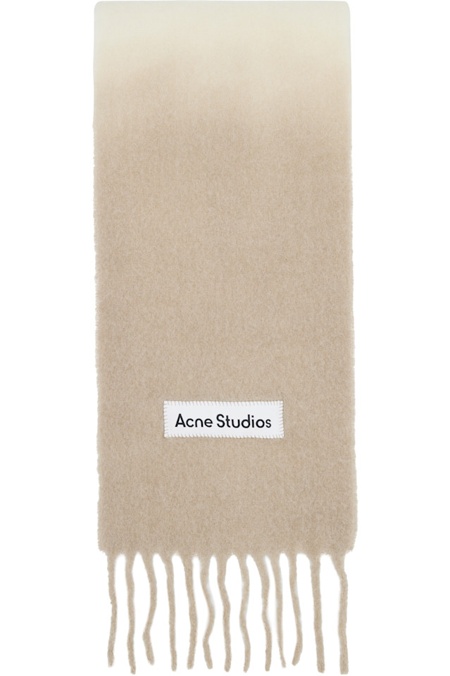 

Acne Studios Шарф из шерсти кремового и бежевого цвета с бахромой
