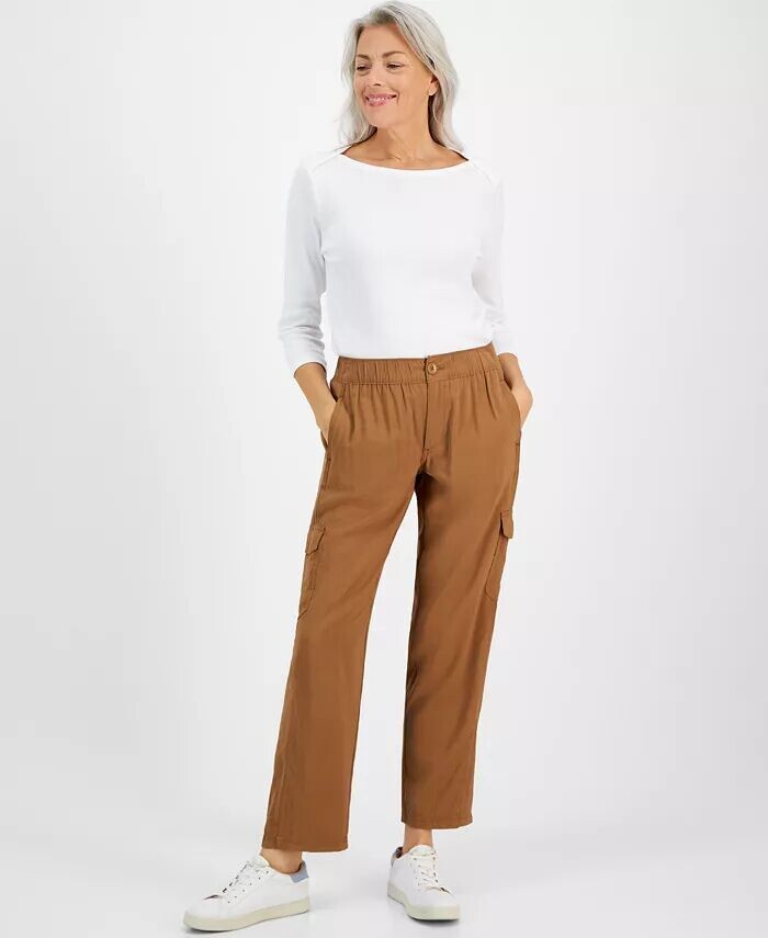 

Мягкие женские брюки-карго без застежки Style & Co, бежевый