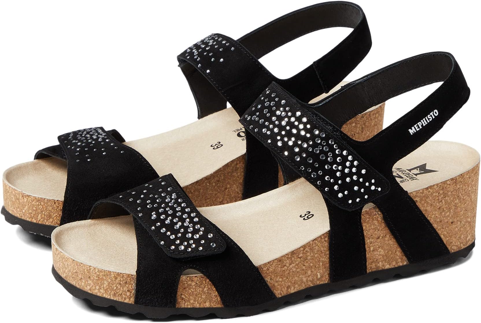 Босоножки Vic Spark Mephisto, цвет Black Velcalf Premium