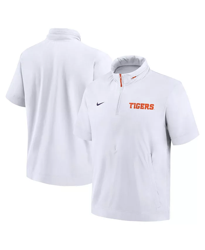 

Мужская белая худи-полузип с коротким рукавом Clemson Tigers 2024 Sideline Coach Nike