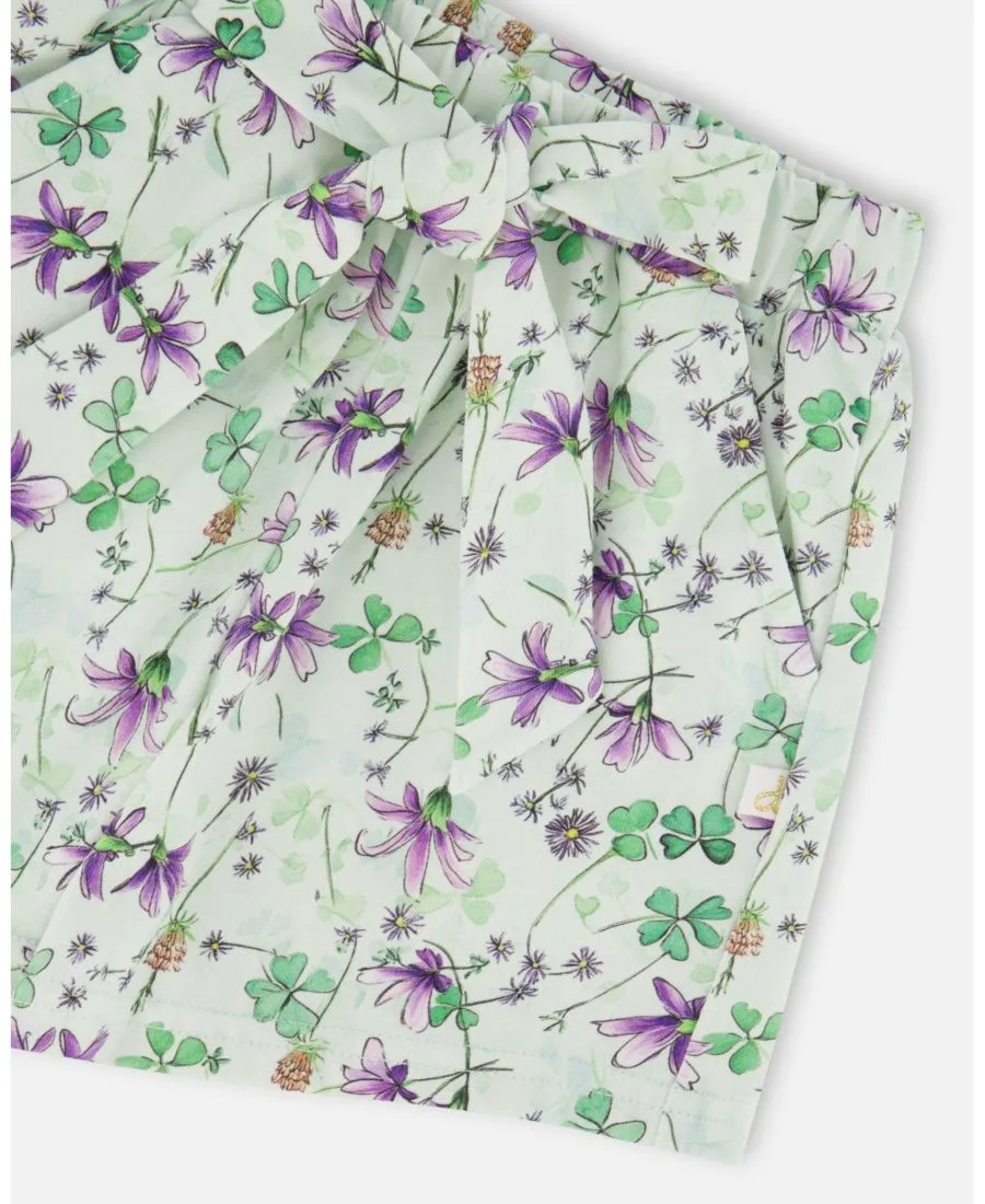Детские трикотажные шорты с цветочным принтом Deux par Deux, зеленый floral print — фото 4
