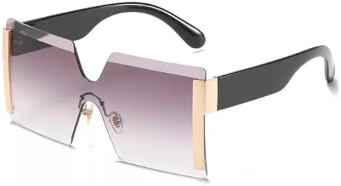 

Солнцезащитные очки без оправы большого размера, квадратной формы, винтажный стиль, градиентные прозрачные солнцезащитные очки, модель 2026 года MTZJH, C2