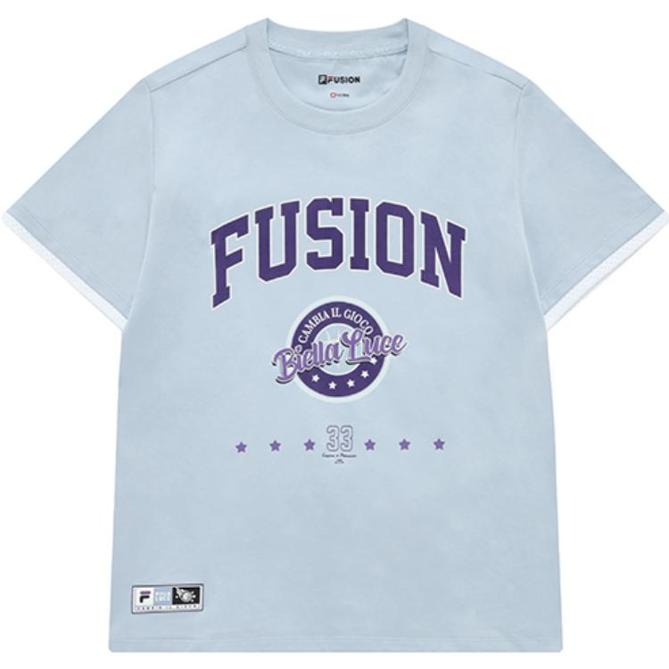 

FILA FUSION Футболка с рукавами женская светло-бело-голубая