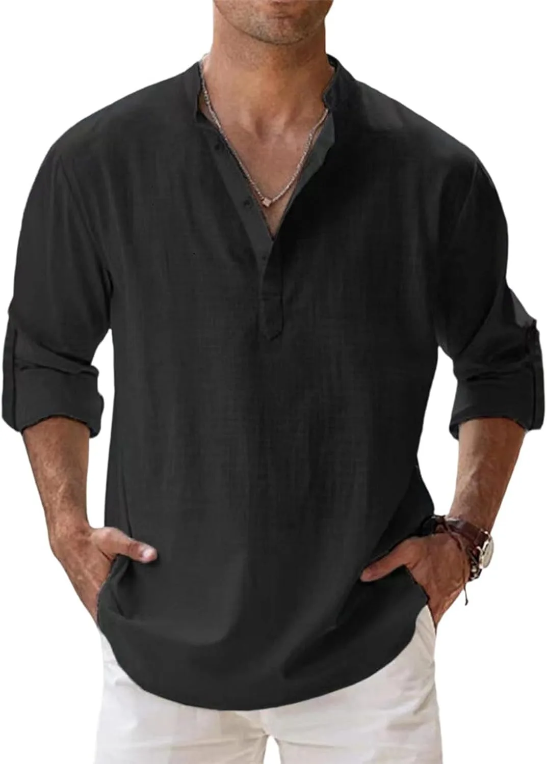 

Мужская футболка Henley с длинным рукавом, весна-лето, легкая, размеры M-3XL RTRDE