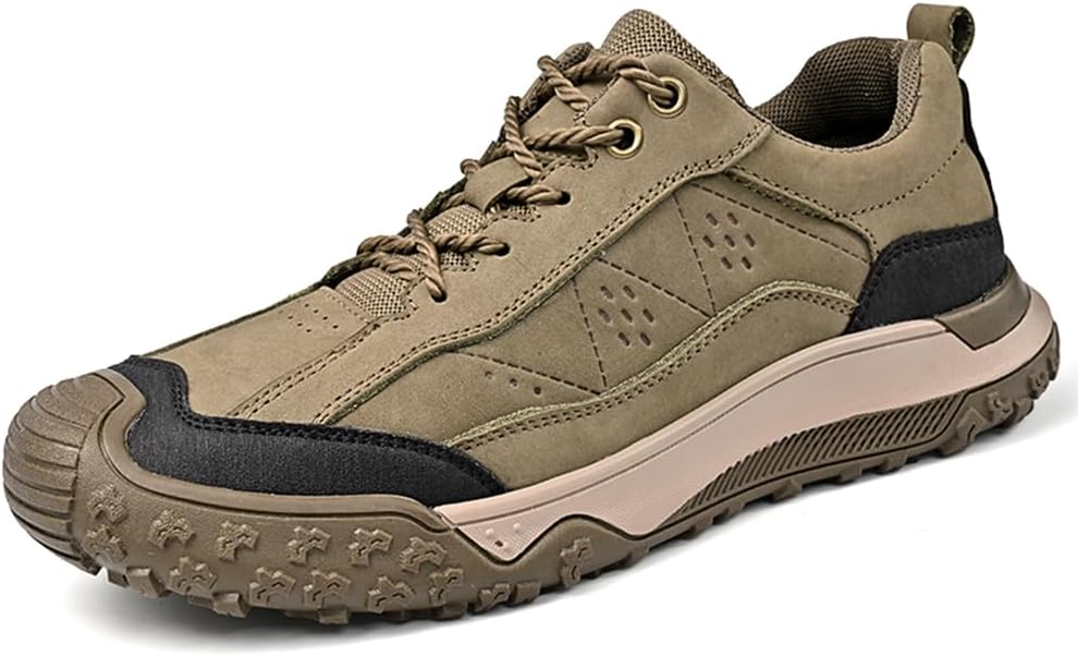 

Мужские туфли из натуральной кожи, удобные, легкие, противоскользящие, для прогулок на улице, работы, походов, путешествий, спортивные с шнуровкой Asifn, хаки