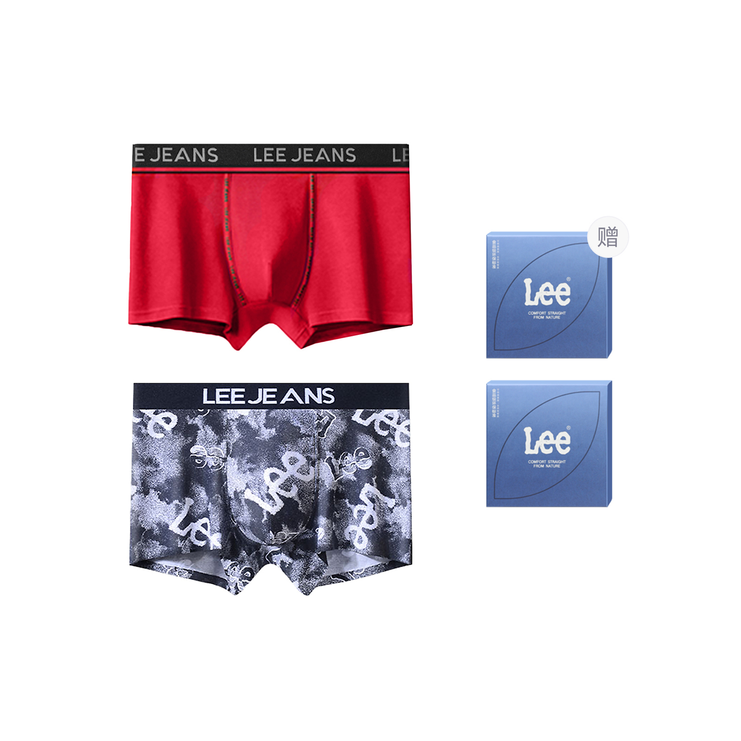 

Бокс мужских трусов в подарок, 2 полоски Lee, черный