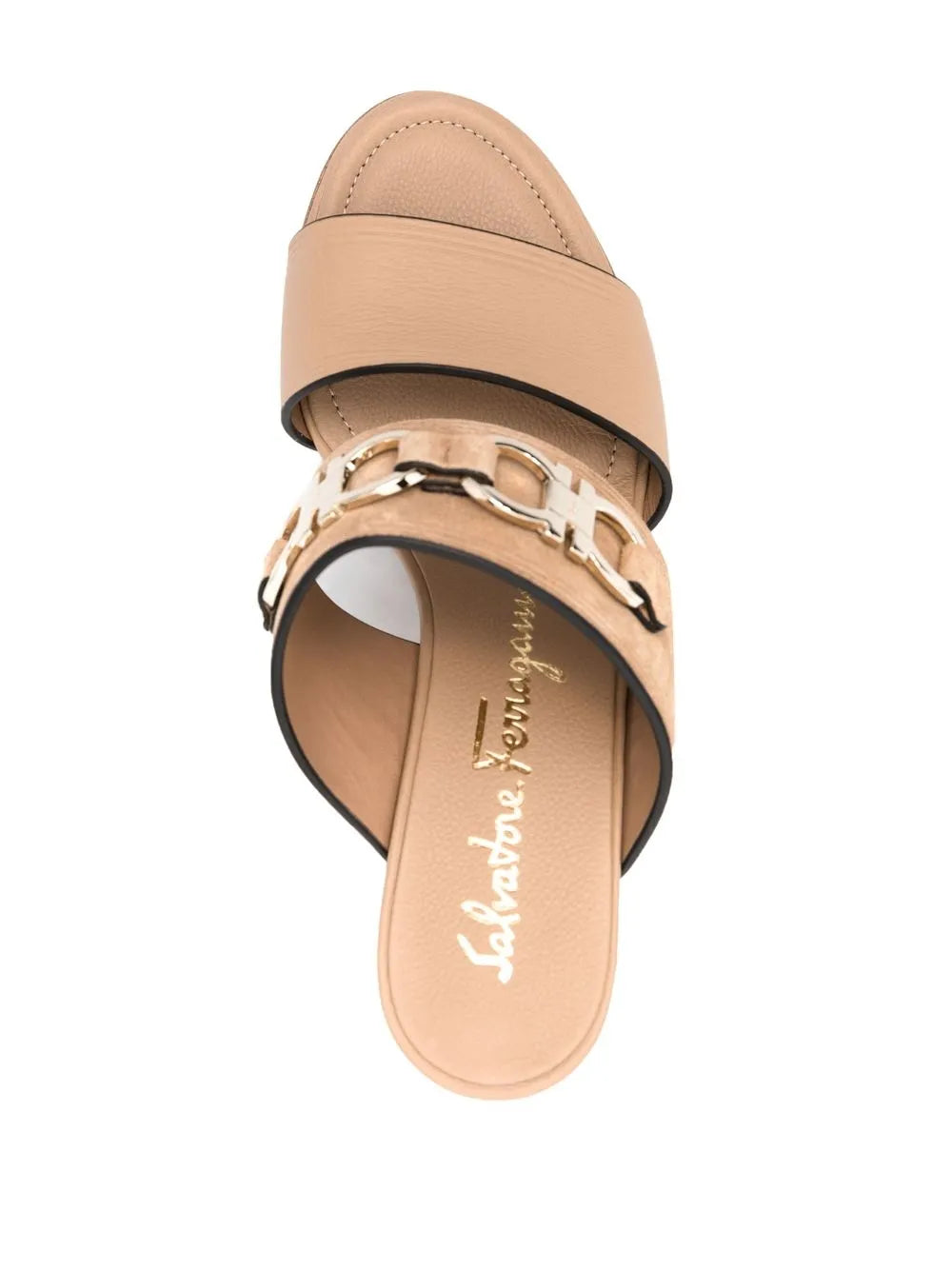 Ferragamo Chaim 75Mm замшевые мюли на платформе Salvatore Ferragamo, бежевый/хаки — фото 4