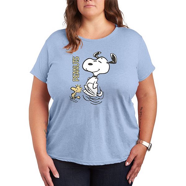 

Футболка с принтом Peanuts Snoopy & Woodstock dancing, plus size Licensed Character, Heather Chambray Blue