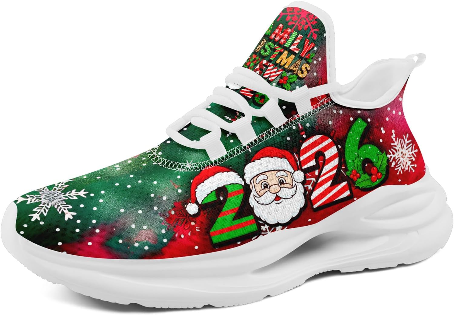 

Кроссовки AWSOLE на Рождество для мужчин и женщин, дышащие, удобные, с амортизацией, красные, белые и черные, стильные, легкие, для бега