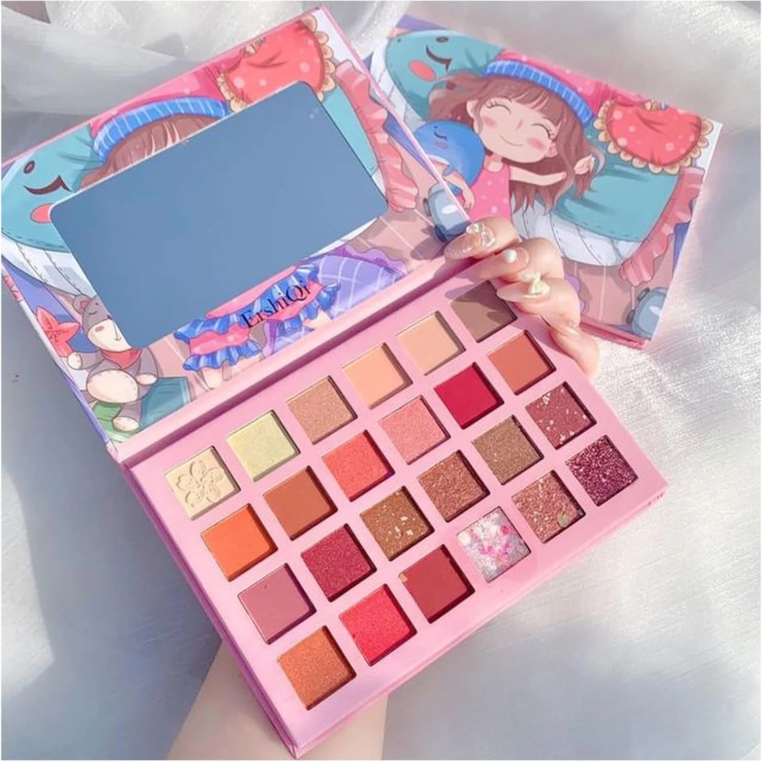 Палетка теней для век 24 цвета Strawberry Girl Glitter Pearlized, 24 Caring girl Generic