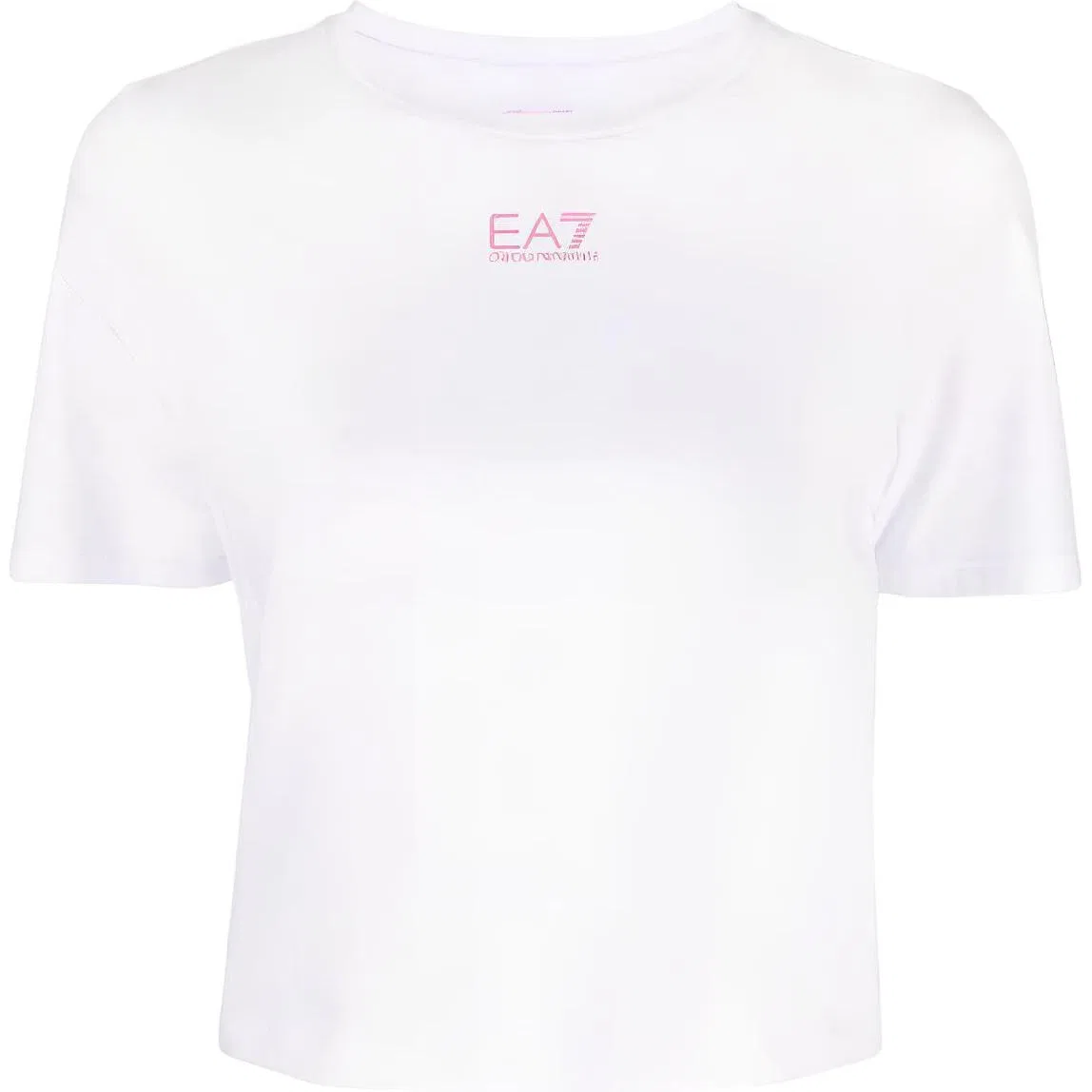Топ-кроп женский белый розовый crew neck moderate EMPORIO ARMANI, White Pink