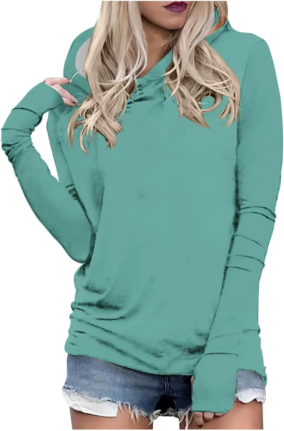 

Толстовка с отверстиями для больших пальцев для женщин, Long Sleeve, для бега и йоги