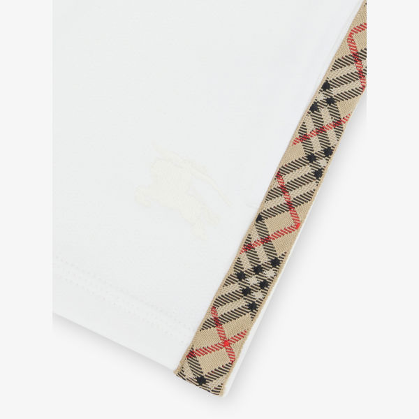 Шорты хлопковые Burberry Caterina с клетчатой отделкой, белый — фото 2