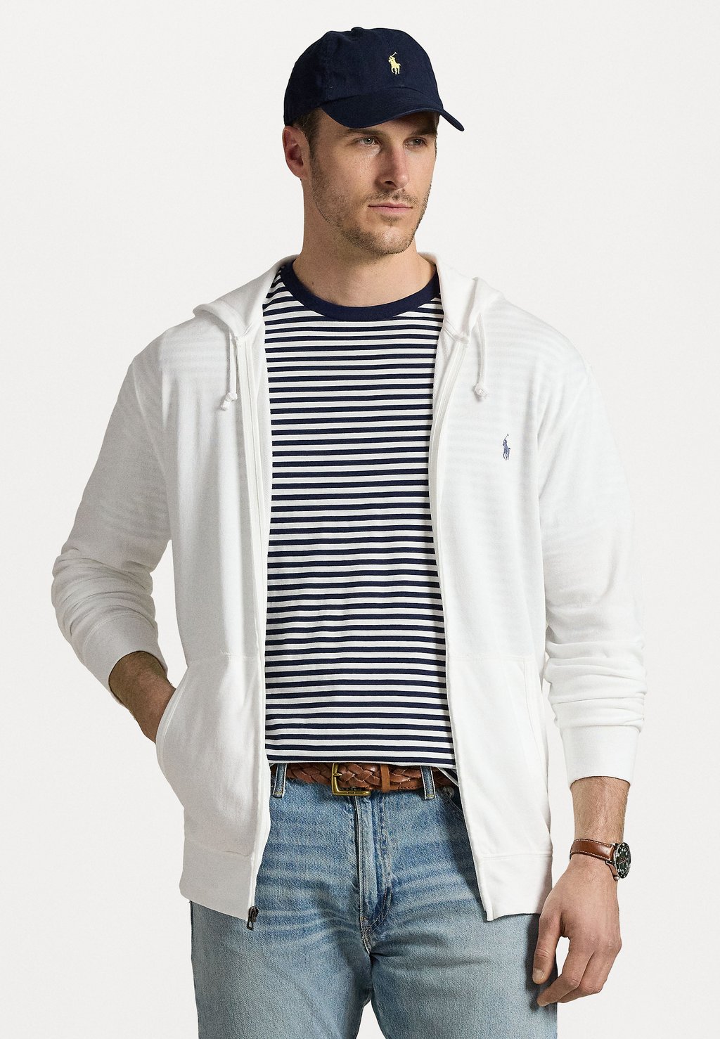 

Толстовка на молнии COTTON SPA TERRY HOODIE Polo Ralph Lauren Big & Tall, белый
