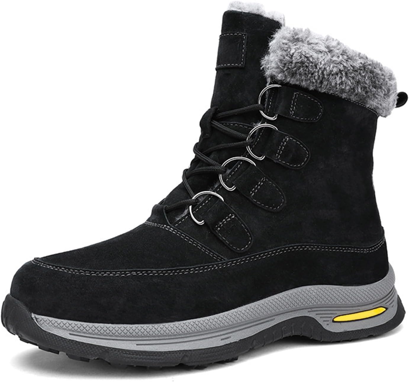 

Мужские зимние снегоступы водонепроницаемые кожаные походные зимние ботинки для мужчин, комфортные, с теплой искусственной меховой подкладкой, противоскользящие, шнуровка, зимние ботинки Generic, черный