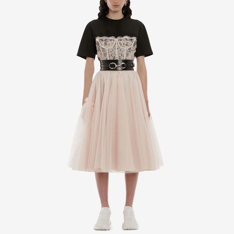 Кружевной корсетный свитшот Alexander McQueen, черный — фото 3
