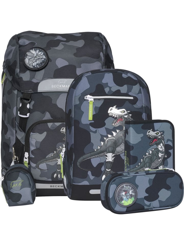 

BECKMANN Классический большой школьный рюкзак Maxi 28 л, 5 предметов, камуфляж Rex Black