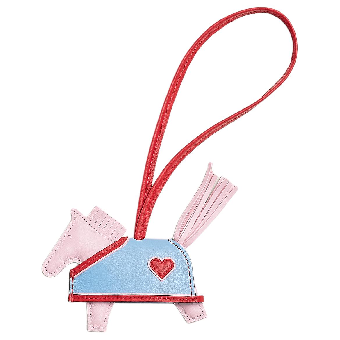 

HERMES Подвеска для сумки из овчины Rodeo Milo, Pink & Blue & Red