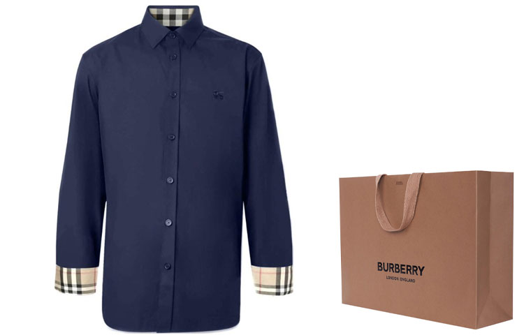 Футболка мужская Burberry SS24 с вышитым логотипом, темно-синий, подарочный набор — фото 3