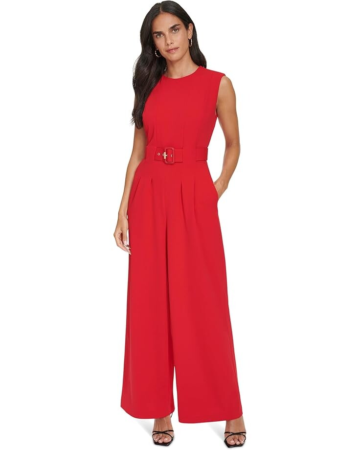 

Платье Calvin Klein Belted Jumpsuit, красный