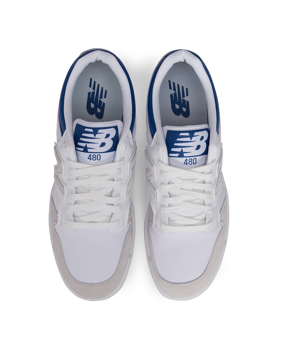 Retro Basket 480 Кожаные повседневные кроссовки унисекс New Balance, белый синий — фото 3