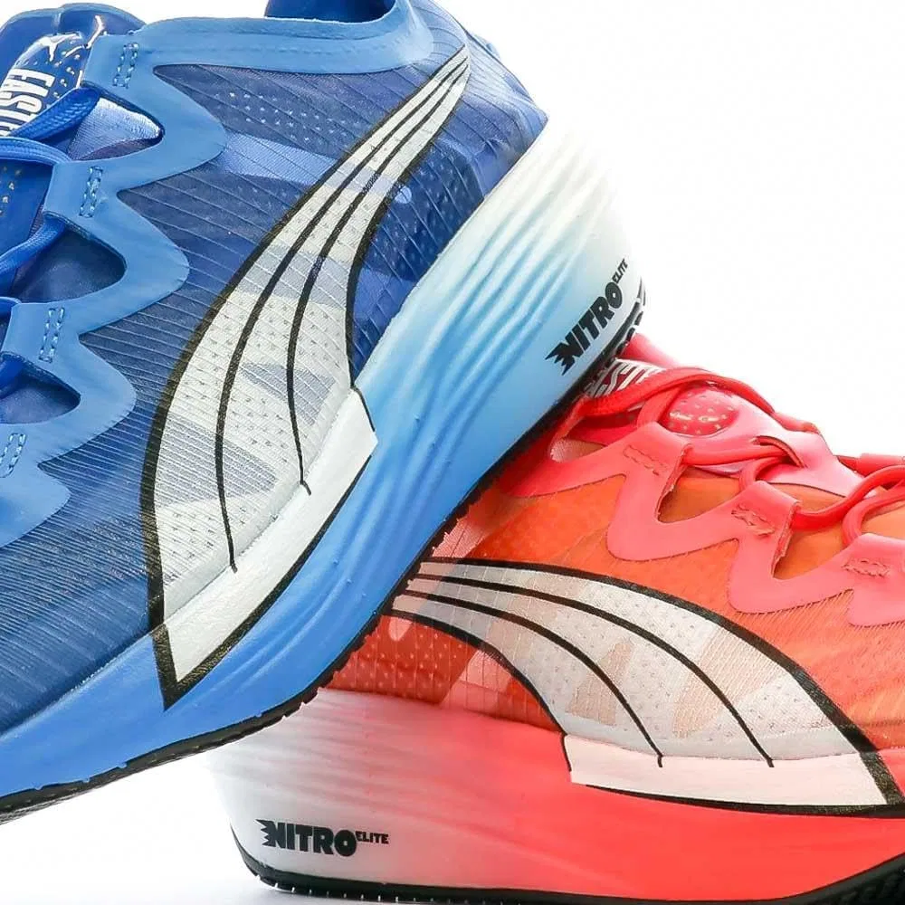 Мужские беговые кроссовки Puma Fast Nitro - сине-красные — фото 2