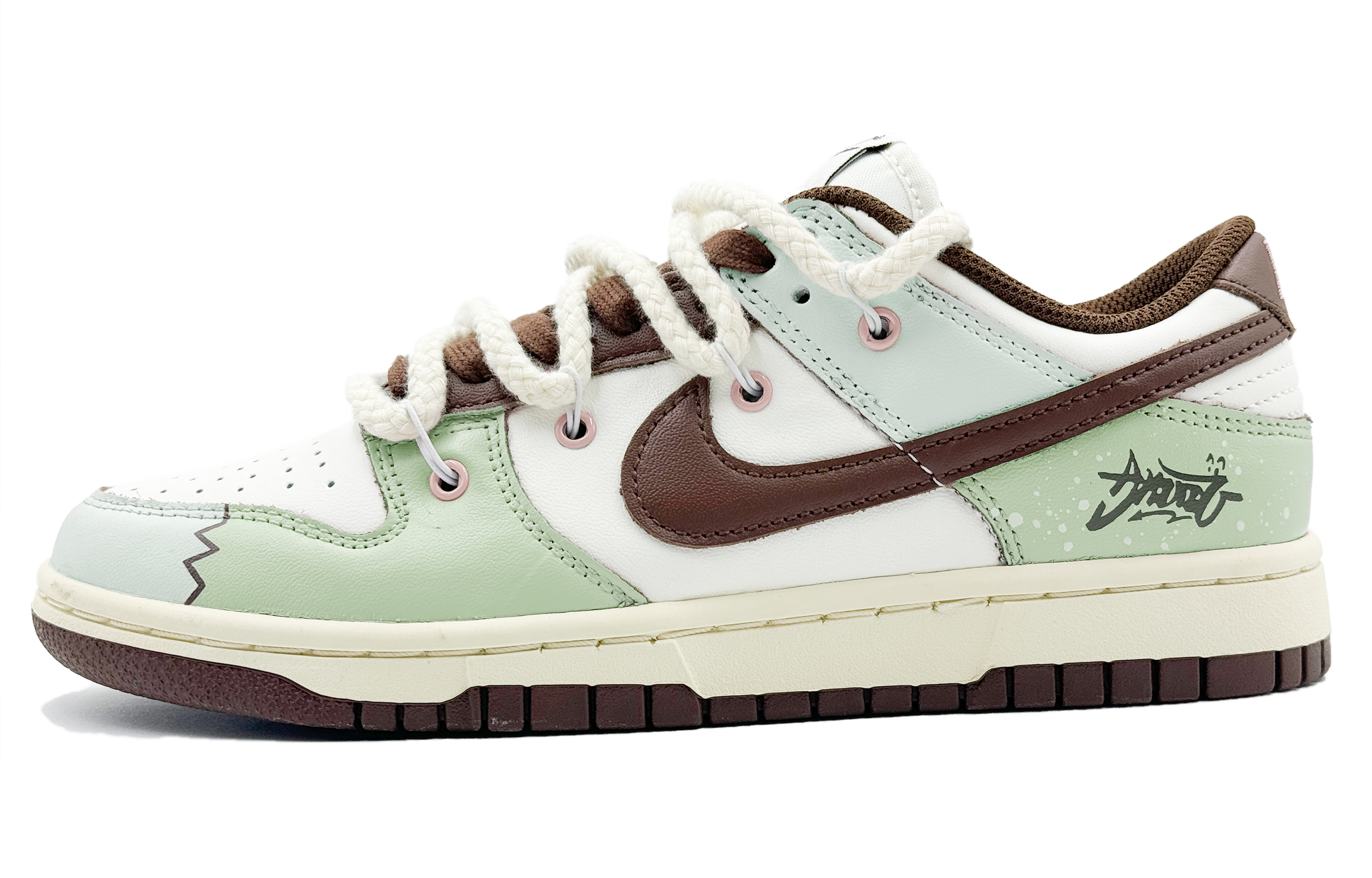 

Кроссовки Nike Dunk Skateboarding Shoes Women's Low-top Green/white/brown, светло-зеленый