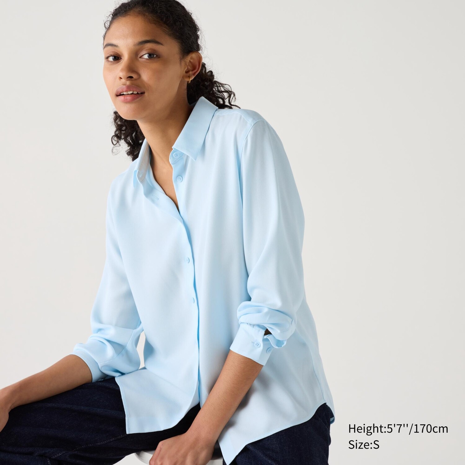 

Вискозная блузка UNIQLO, небесно-голубой