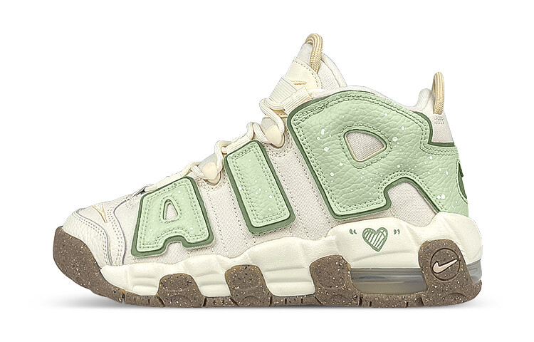 

Кроссовки Nike Air More Uptempo Vintage Basketball Shoes Women's Mid-Top Beige Green