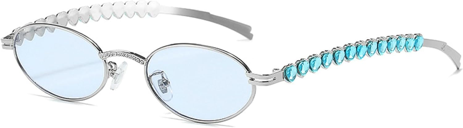 

Женские солнцезащитные очки со стразами, стильные овальные солнцезащитные очки, винтажные круглые черные очки, мужские очки с бриллиантами, роскошный дизайн N45 mincl, Blue