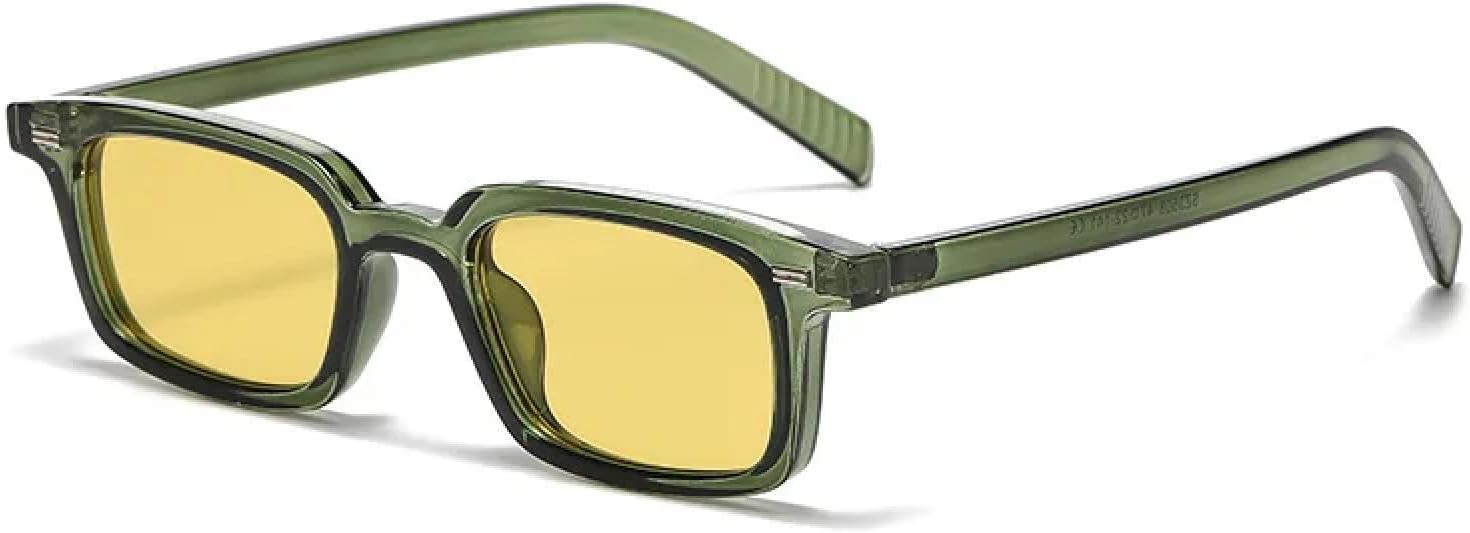 

Солнцезащитные очки с защитой UV400 | Маленькая оправа, заклепки, зеленые линзы | Для женщин и мужчин, для занятий спортом на открытом воздухе и вождения DSVIGF, Green Yellow