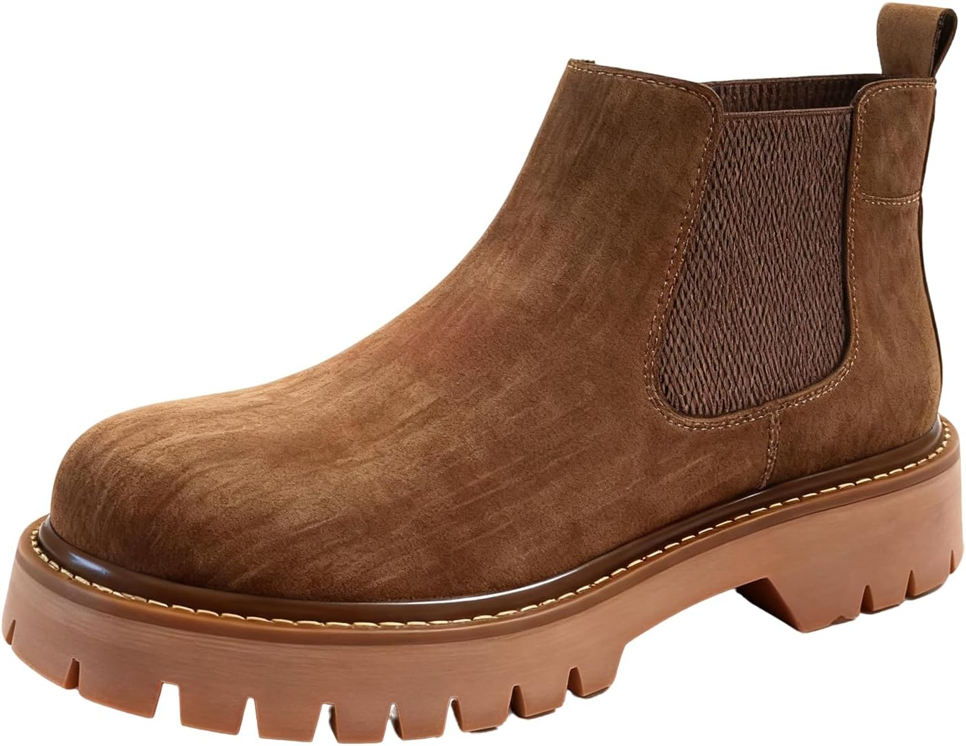 

Мужские ботинки NXNBHSL Chelsea с принтом, замшевые на платформе с массивным каблуком, винтажные с круглым носком, с нескользящей резиновой подошвой, комфортные короткие ботинки для повседневной носки, работы, вечеринки или делового стиля, корич...