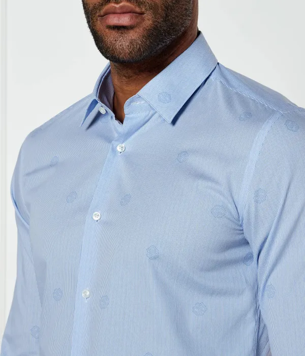 Рубашка H-hank-s-kent-c1-232 Slim fit Boss, синий — фото 4