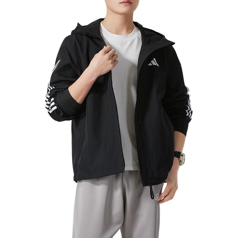 Adidas Эссеншиалс Курка с тремя полосками мужская черная, Black — фото 4