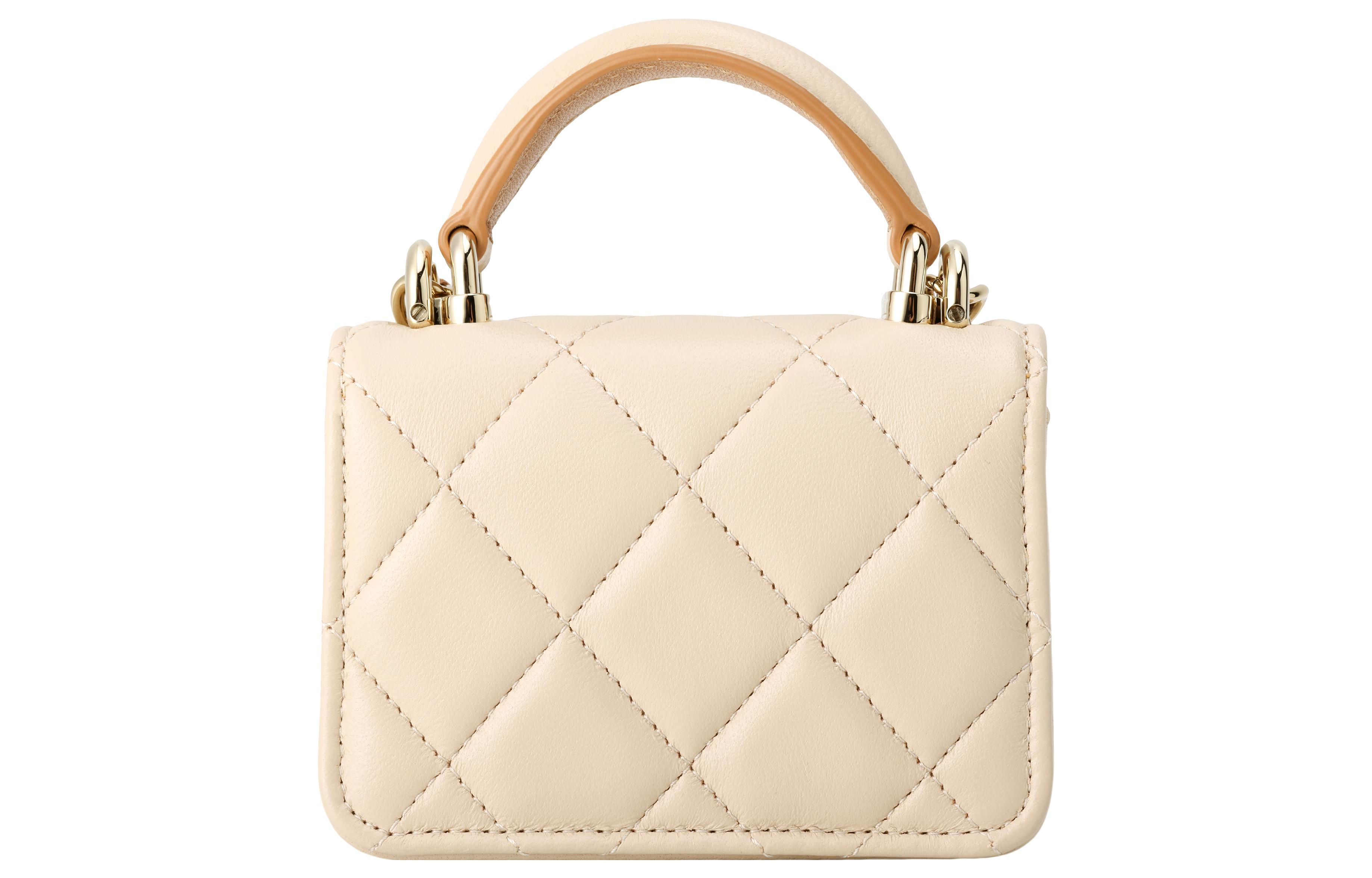 CHANEL Кошелёк из овчины Миниатюрная сумка Дамская сумочка Сумка через плечо Кроссбоди мини Женская миниатюрная сумка Бежево-коричневая Многоцветная — фото 3