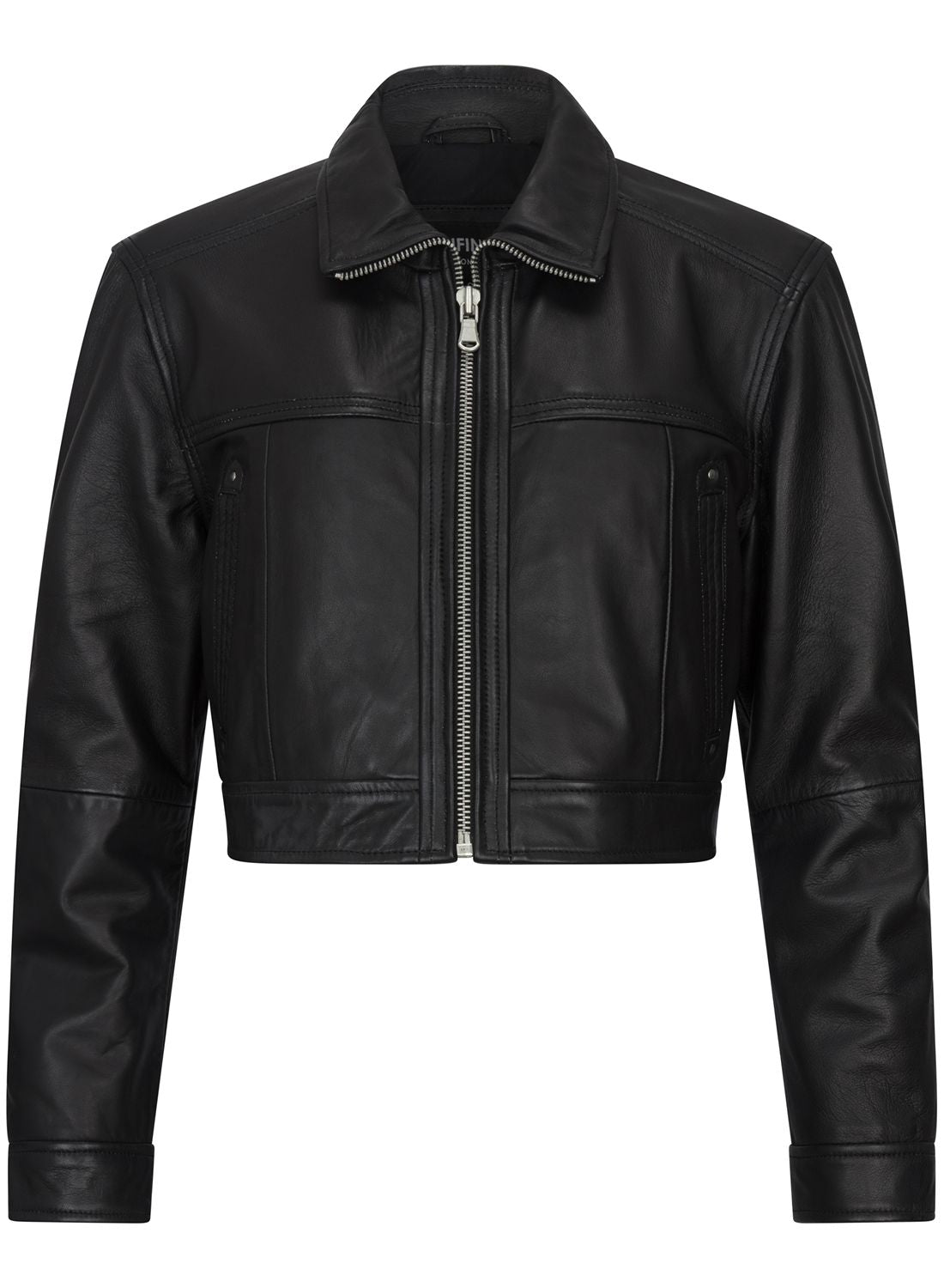 

Короткая кожаная куртка в стиле байкера TruClothing, черный