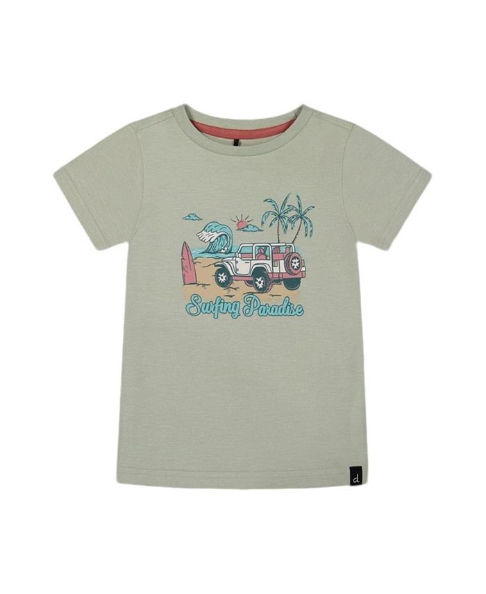 

Мальчиковая футболка с коротким рукавом из органического хлопка с принтом - Baby Deux par Deux, зеленый