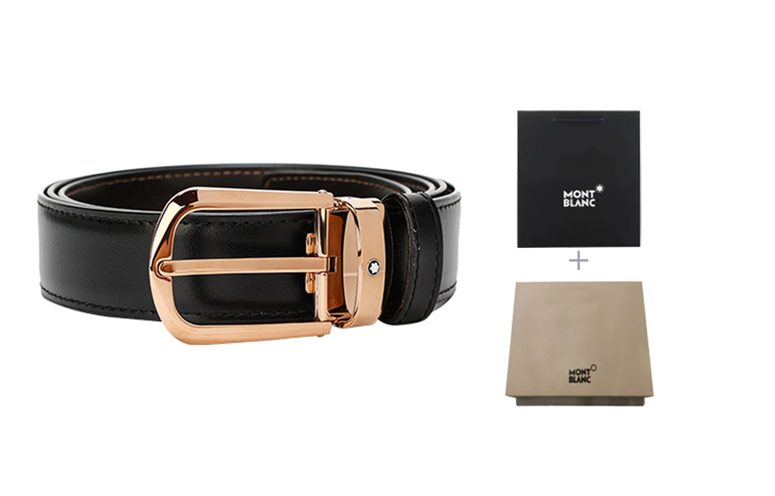 

MONTBLANC Кожаный ремень из коровьей кожи мужской черный 3 см