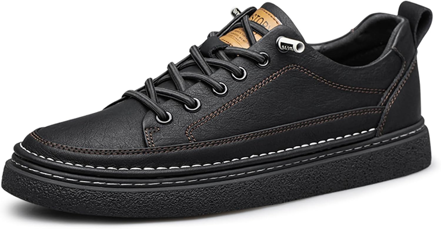 

Мужские модные кроссовки из полированной кожи, мужские классические кроссовки, стильные ретро-мужские повседневные деловые туфли Abborora, черный