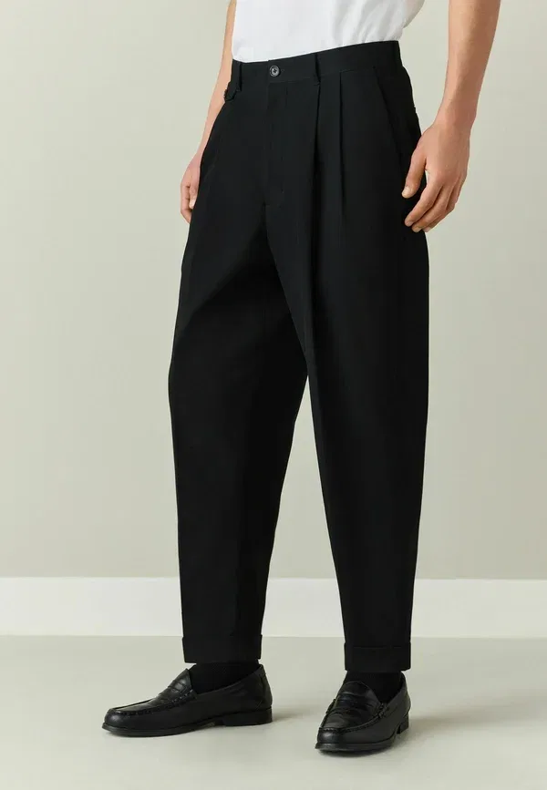 Брюки чинос Next Regular fit n.premium twin pleat barrel fit smart chinos, черный — фото 3