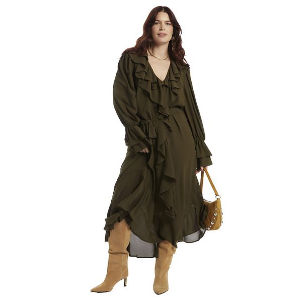 

Платье макси с каскадными рюшами June + vie для женщин plus size June & Vie