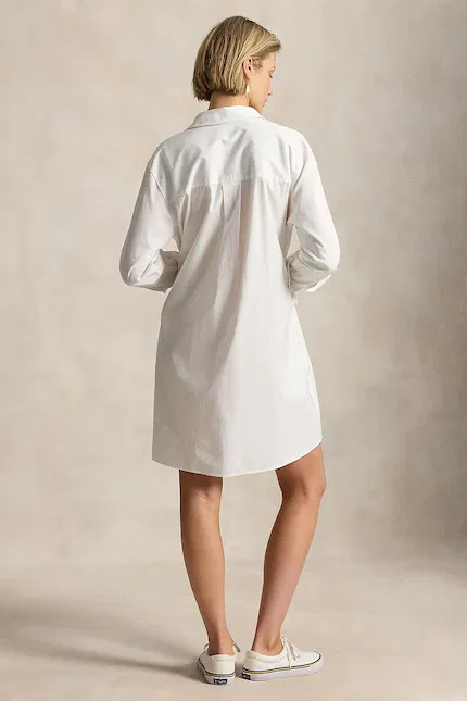Платье рубашечное хлопковое MW CTN PW-WVN-DRESSES Polo Ralph Lauren, белый — фото 2