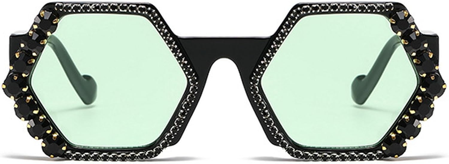 

Квадратные солнцезащитные очки со стразами для женщин, модные солнцезащитные очки с кристаллами и бриллиантами, винтажные женские многоугольные солнцезащитные очки mincl, Green