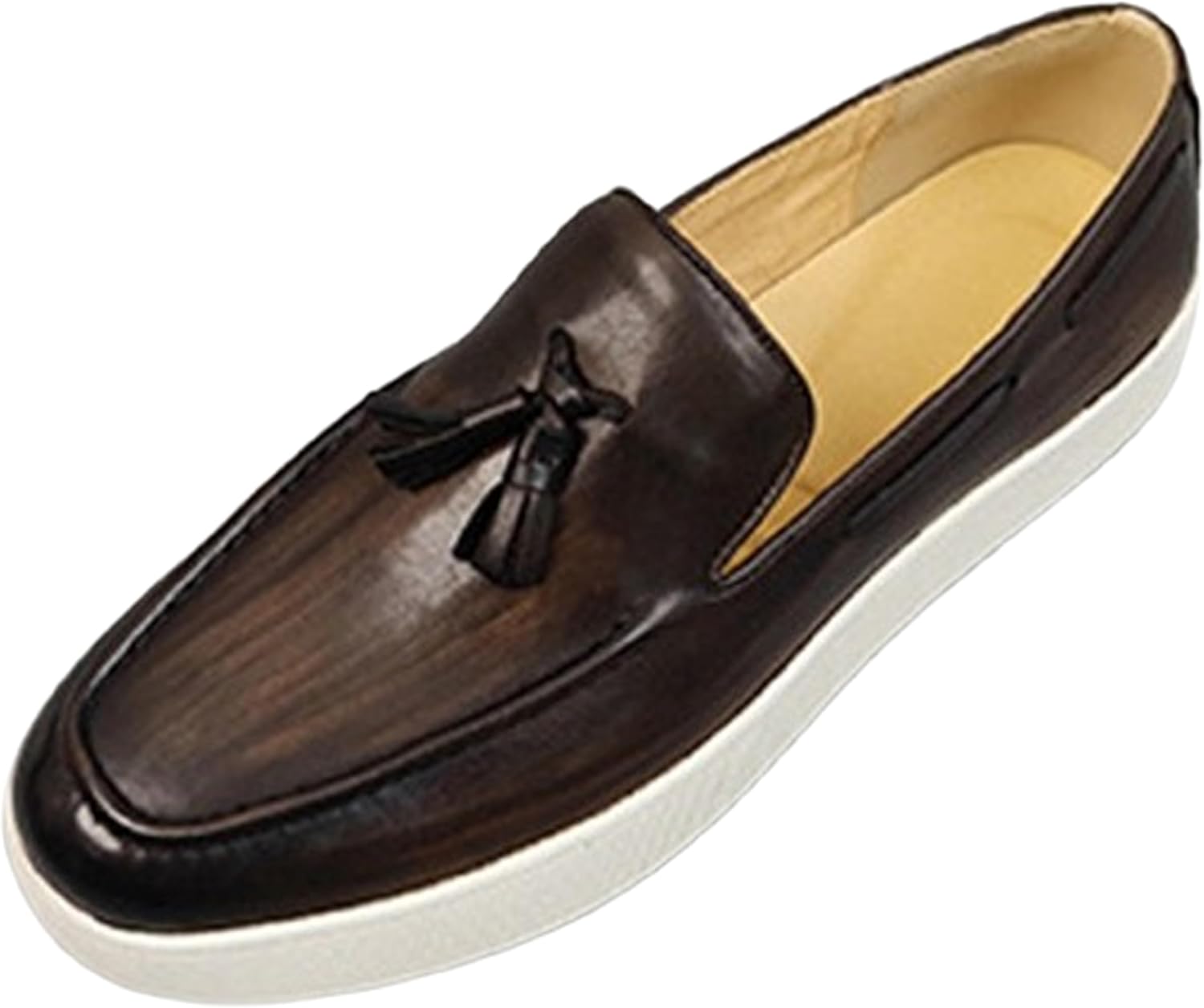 

Мужские кожаные пенни-лоферы Santimon с кисточками- стильная повседневная обувь для платья, классические и удобные для бизнеса, свадеб и повседневной одежды, Coffee